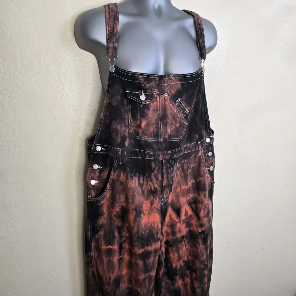 Shein Manfinity EMRG Men Tie Dye Flap Pocket Overalls XXL